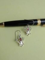 Lotus, Garnet-Pure Silver Earrings