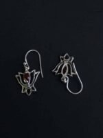 Lotus, Garnet-Pure Silver Earrings - Image 2