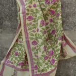 Lotus kanthawork Tassar silk Dupatta