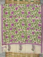 Lotus kanthawork Tassar silk Dupatta - Image 3