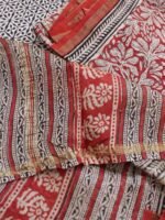 Madder-Red and Beige Block-Printed Chanderi Ladies Suit - Image 2