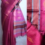 Magenta and Brown Mulberry Dupion Silk Saree