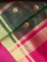 Chanderi Pink and Green Zariwork Sari - Image 4