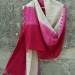 Magenta, Pink, Beige shibori silk-wool stole