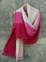 Magenta, Pink, Beige shibori silk-wool stole