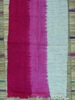 Magenta, Pink, Beige shibori silk-wool stole - Image 2