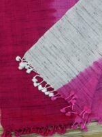 Magenta, Pink, Beige shibori silk-wool stole - Image 3