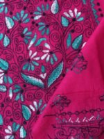 Magenta Pink Kanthawork cotton Kurta Fabric - Image 2