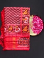 Maroon Semi-double Ikat Patola Silk Dupatta