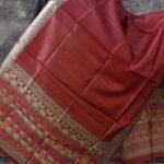 Maroon Madhubani Handpainted Tassar Dupatta