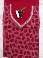 Maroon-Red Kantha cotton kurta fabric