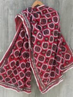 Black and white fulkari on Red georgette dupatta