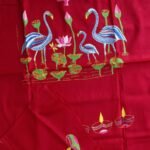 Maroon-Red Kanthawork cotton Kurta Fabric