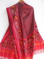 Maroon Semi-double Ikat Patola Silk Dupatta - Image 2