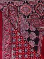Maroon and Black Ajrakh Cotton Stole - Image 3