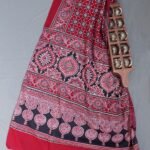 Maroon and Black Ajrakh Cotton Stole