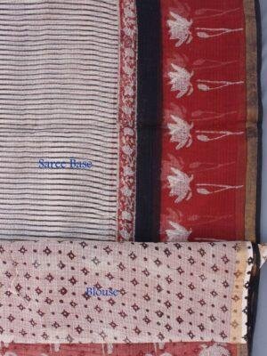 Maroon-and-off-white-Hand-printed-Kota-cotton-saree