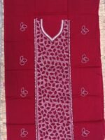 Maroon-Red Kantha cotton kurta fabric - Image 3
