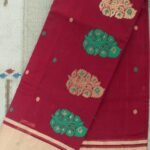 Meena-Buta Maroon-Red Chanderi Saree