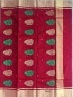 Meena-Buta Maroon-Red Chanderi Saree - Image 2
