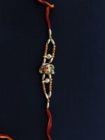 Small Metallic Ganesha on Om Rakhi - Image 2