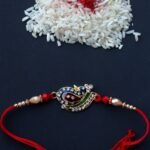 Metallic Peacock with Crystal Rakhi
