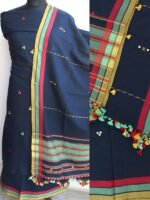 Midnight-Blue Mirrorwork cotton Bhujodi suit