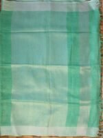 Mint-Green, silver zari, pure Linen Sari - Image 4