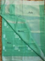 Mint-Green, silver zari, pure Linen Sari - Image 3
