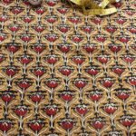 Mustard-yellow Bagru Block Printed Cotton Fabric