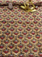 Mustard-yellow Bagru Block Printed Cotton Fabric