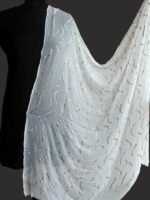 Mukaish Badla Embroidery white georgette Dupatta - Image 2