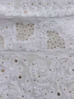 White mukaish Chikankari georgette Kurta Fabric - Image 3