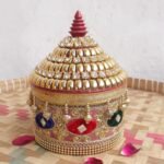 Multicolour Crystal Lace medium wooden Sindoor-box
