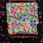 Multicolour flower Kanthawork Silk Dupatta