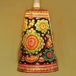 Multicolour flower, Black Base Leather Hanging Lamp