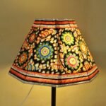 Multicolour on Black floral Tholu-Bommalata Lampshade