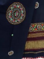 Navy-Blue Ahir Embroidered woolen shawl - Image 2