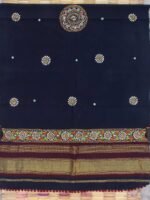 Navy-Blue Ahir Embroidered woolen shawl - Image 3