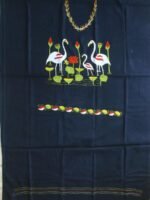 Navy-Blue Kanthawork cotton kurta Fabric - Image 3