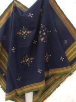 Navy-Blue and Brown Bhujodi Mirrorwork Shawl