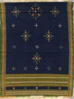 Navy-Blue and Brown Bhujodi Mirrorwork Shawl - Image 3