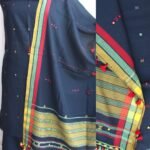 Navy Blue Mirrorwork cotton Bhujodi suit