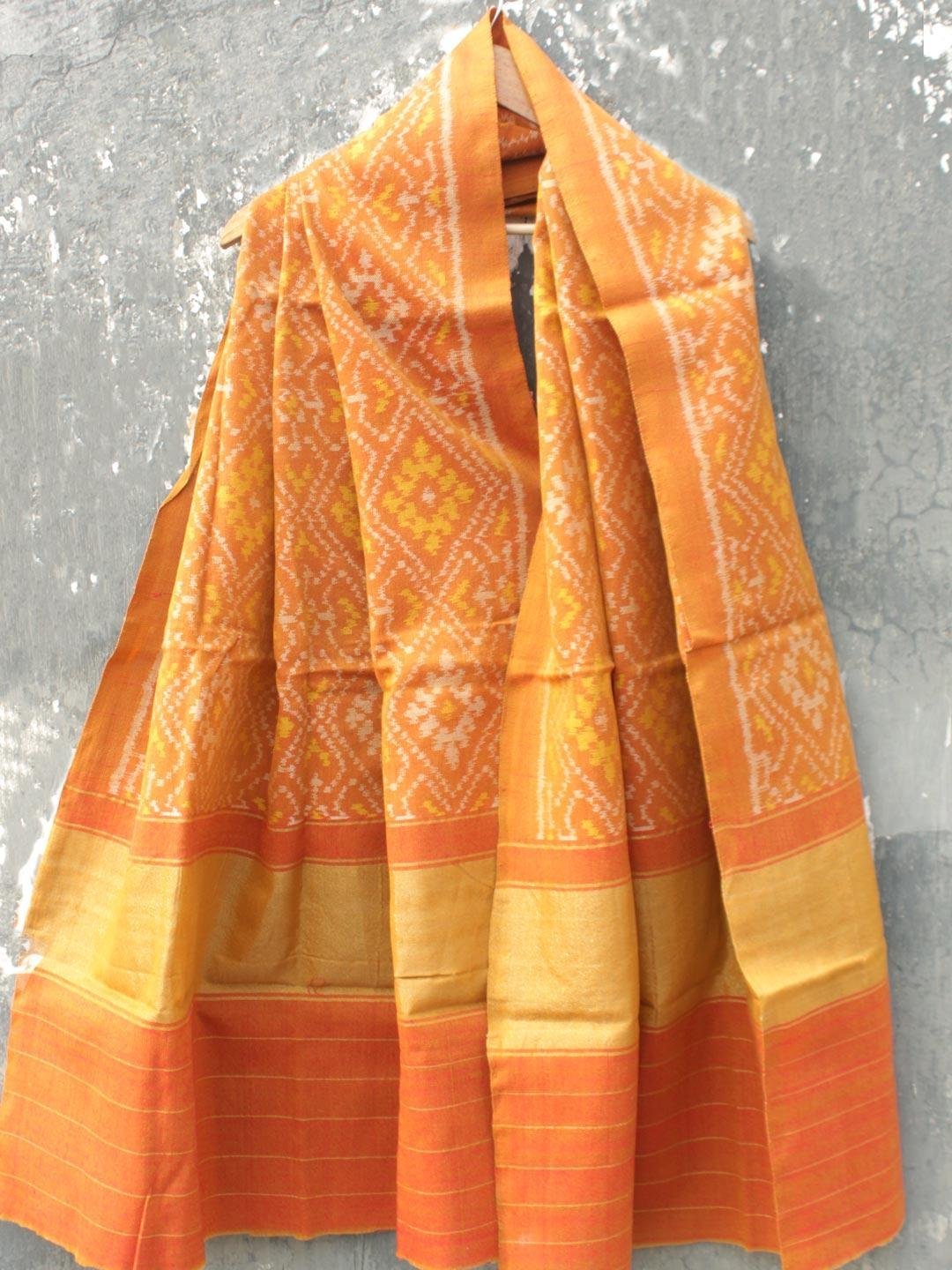 Ochre-yellow-patan-patola-woolen-shawl-shilphaat.jpg Ochre-Yellow Patan-Patola Woolen Shawl - Image 1
