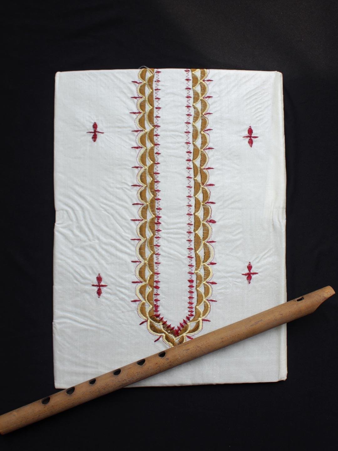 Off-White-mens-silk-kurta-fabric.jpg Off-White Pure silk Kurta fabric for men - Image 1