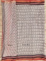 Off-White and Black Bagru Kota-cotton Saree - Image 3