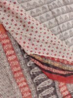 Off-White and Black Bagru Kota-cotton Saree - Image 4