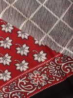 Off-White and Red Bagru-Printed mul-cotton sari - Image 3