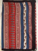 Off-White and Red Bagru-Printed mul-cotton sari - Image 4