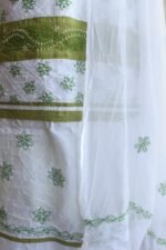 Olive-Green and White Chikankari 3pc Ladies Suit - Image 2